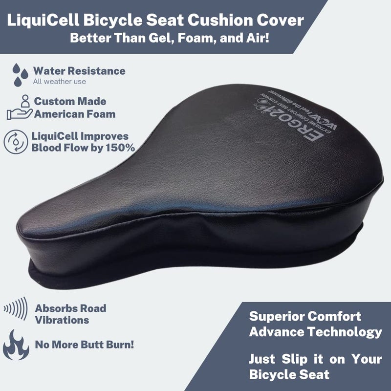 Ergo21 LiquiCell Bicycle Seat Cover â€“ Large Size â€“ Extra Comfort for Spin Bikes & Exercise Bikes â€“ Relieves Tailbone, Hip, Sit Bone & Back Pain â€“ Non-Slip, Water Resistant Large Size - Image 3